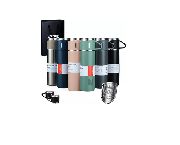 Termo Vaso Térmico Acero Inoxidable - 500ml + 2 Tazas Tapa-2