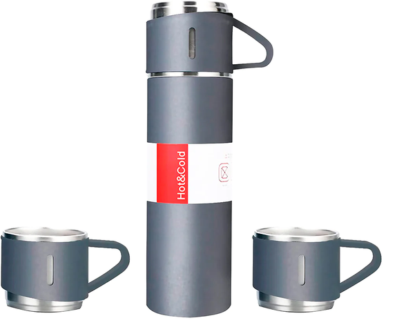 Termo Vaso Térmico Acero Inoxidable - 500ml + 2 Tazas Tapa-1