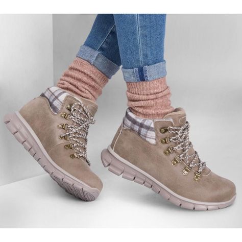 Bototos Mujer Synergy Plaid Mood Beige Skechers-1