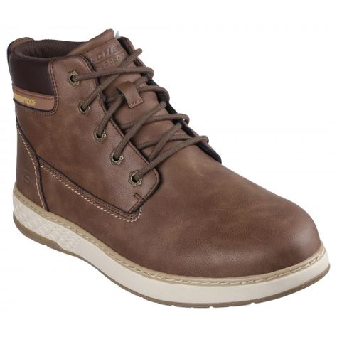 Zapato Hombre Garlan Deno Café Skechers-4