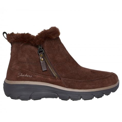 Botines Mujer Easy Going Cool Zip Café Skechers-0