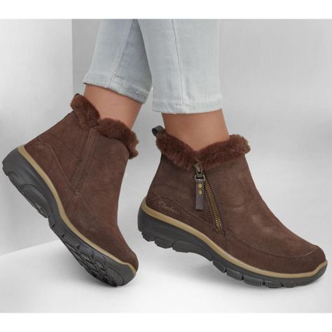 Botines Mujer Easy Going Cool Zip Café Skechers-1