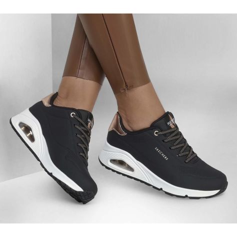Zapatilla Mujer Uno Shimmer Away Negra Skechers-1