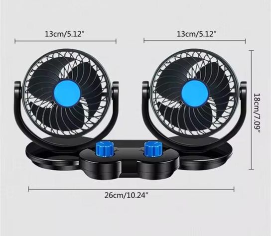 Ventilador Doble Para Auto 12V Ventilador Giratorio-2