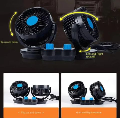 Ventilador Doble Para Auto 12V Ventilador Giratorio-3