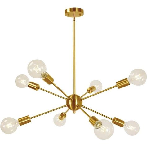 Lampara Techo Colgante Modelo ATOMO Dorado 8 Soquetes - Dekora-0