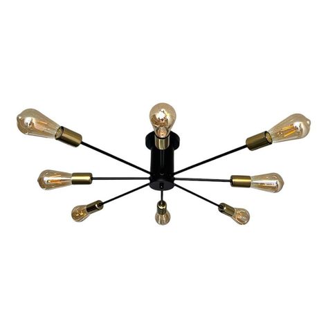 Lampara Aplique de Techo Modelo Hatria Negro y Dorado 8 soquetes - Dekora-0