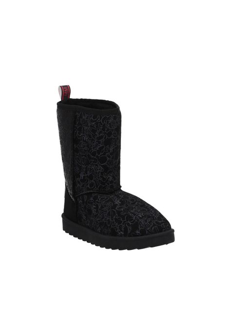 Bota Alta Textil Minnie Mouse Mujer Negro-1