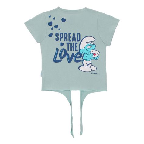 POLERA MANGA CORTA PITUFOS CELESTE-1