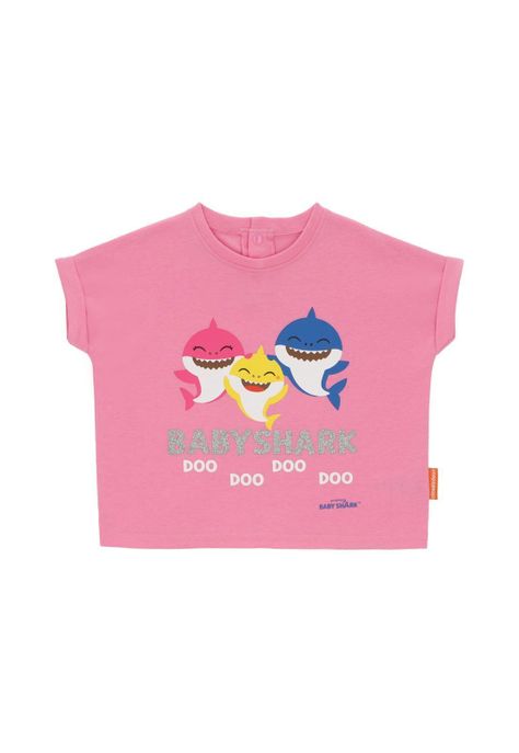  Polera Manga Corta Baby Shark Rosado-0