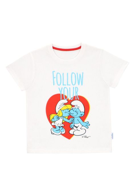 POLERA MANGA CORTA PITUFOS BLANCO-0