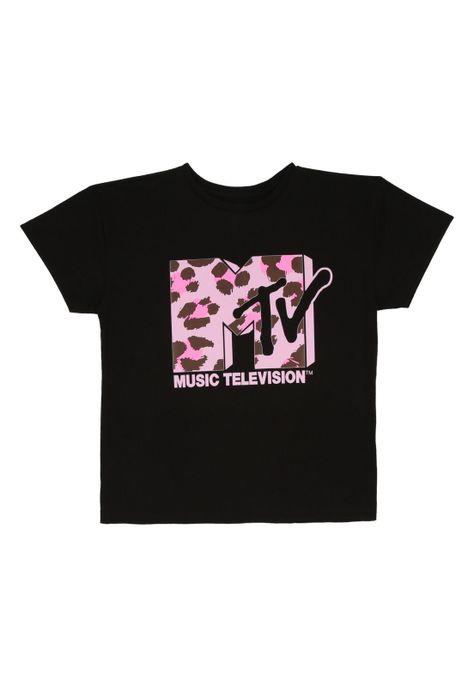 POLERA MANGA CORTA MTV NEGRO-0