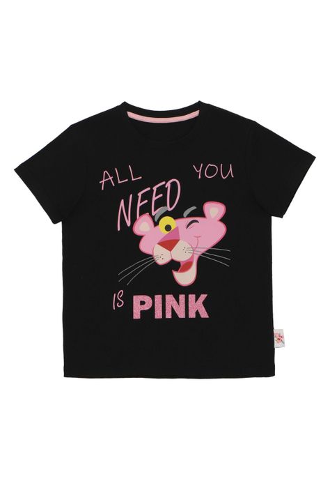 POLERA MANGA CORTA PINK PANTHER NEGRO-0