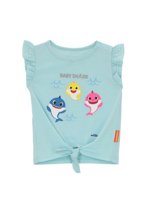  Polera Manga Corta Baby Shark Celeste Con Nudo-0
