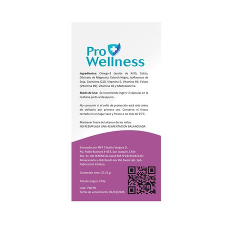 PRO WELLNESS WOMEN ACTIVE, EQUILIBIRIO HORMONAL,  60 CAPSULAS-2