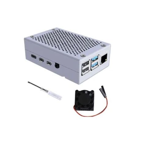 Caja metálica para Raspberry Pi 4 B con ventilador-0
