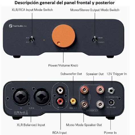 Amplificador Estéreo Balanceado de 2 Canales Fosi Audio ZA3-2