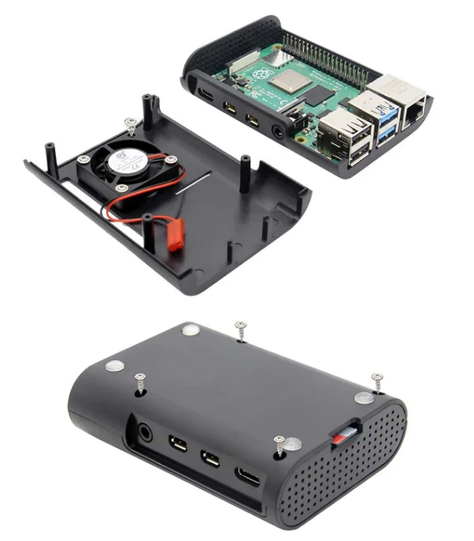 Caja para Raspberry Pi 4 B con ventilador y disipadores-2