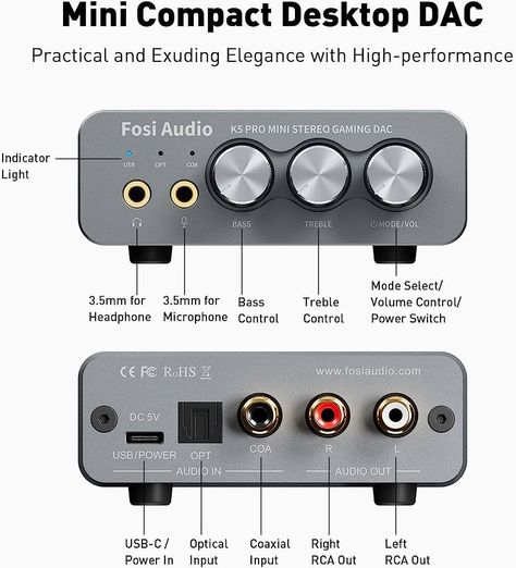 Amplificador de Audífonos HiFi 1000mW - Fosi Audio K5 Pro-2