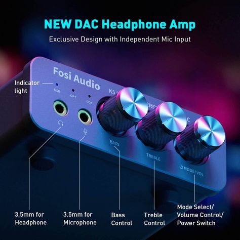 Amplificador de Audífonos HiFi 1000mW - Fosi Audio K5 Pro-3
