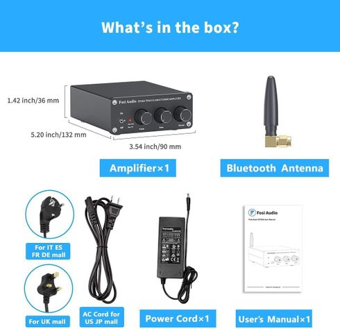Amplificador Bluetooth 5.0 Clase D 2x100W - Fosi Audio BT20A-4
