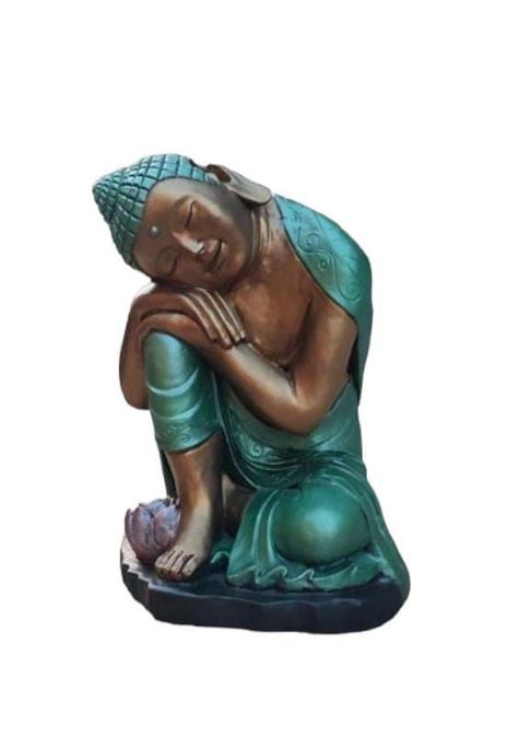 Figura Buda Durmiente Base Flor de Loto 48 cm Green Line  -0