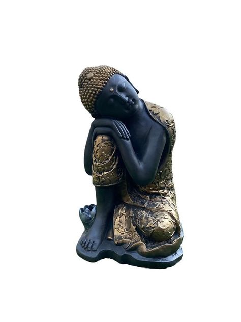 Figura Buda Durmiente Flor Loto Black / Gold 38 cm-0