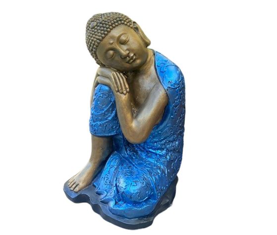 Figura Buda Durmiente Flor Loto Gold /Blue 38 cm-0