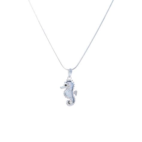 Dije Mini Sea Horse en plata 925 con Abalone o Nacar-0