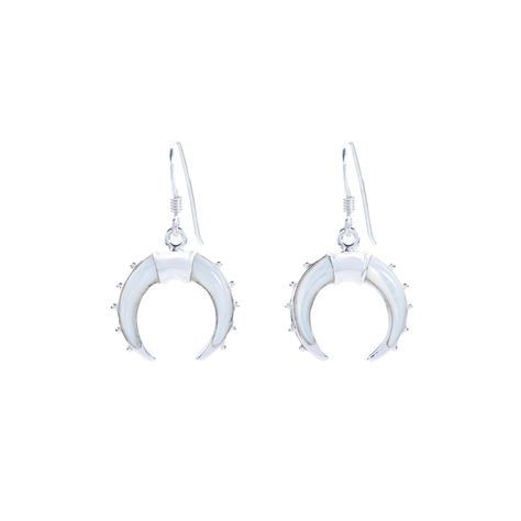 Aros Colgante Luna Creciente de plata 925 con incrustaciones de Abalone o Nacar-0