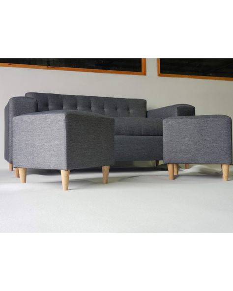 SOFA DOS CUERPOS MAS DOS PUFF GRIS OSCURO LINO-1
