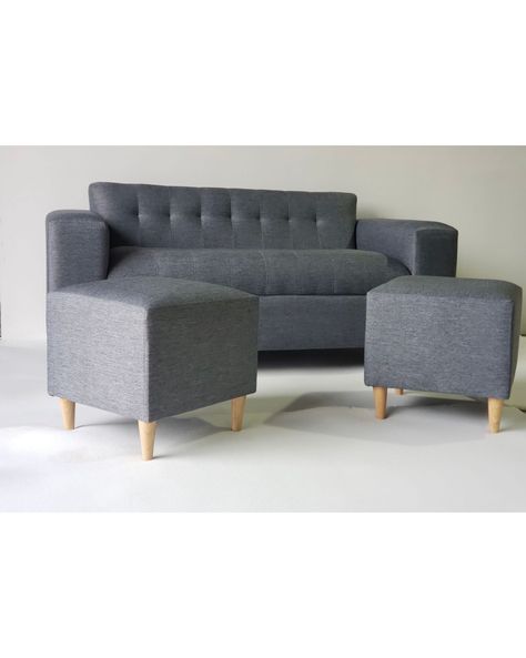 SOFA DOS CUERPOS MAS DOS PUFF GRIS OSCURO LINO-2
