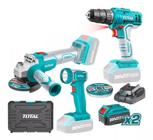 KIT TALADRO + ESMERIL + LAMPARA  20V MARCA TOTAL-0