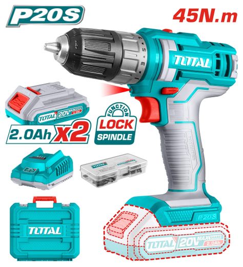 TALADRO INALAMBRICO LITIO-ION 10MM DE 20V TOTAL -0