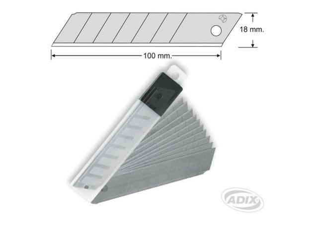 Repuesto 10Cuchillo Cutter 18mm Adix-0
