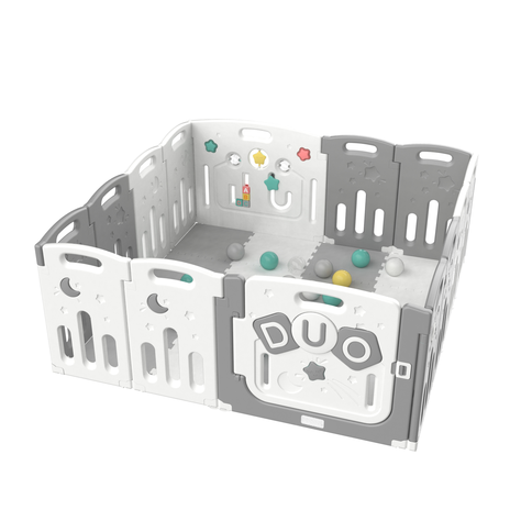 Corral Didáctico de Juegos Duo Grey + Alfombra + Pelotas-2