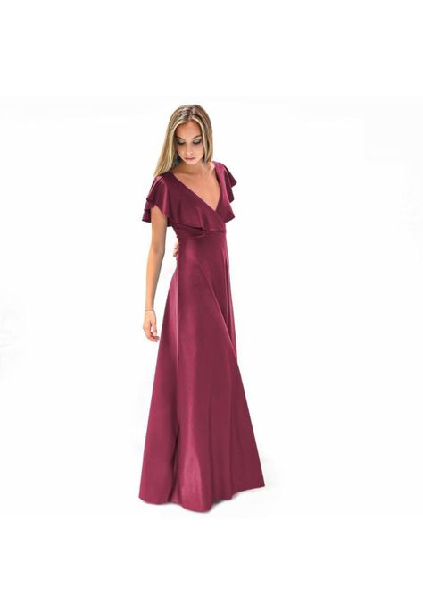 Vestido Largo Marken Burdeo Lycra Vuelo Grande Maria Paskaro-1