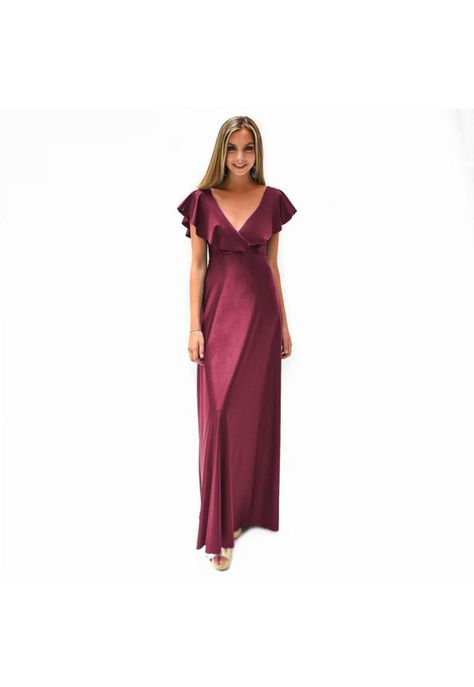 Vestido Largo Marken Burdeo Lycra Vuelo Grande Maria Paskaro-5