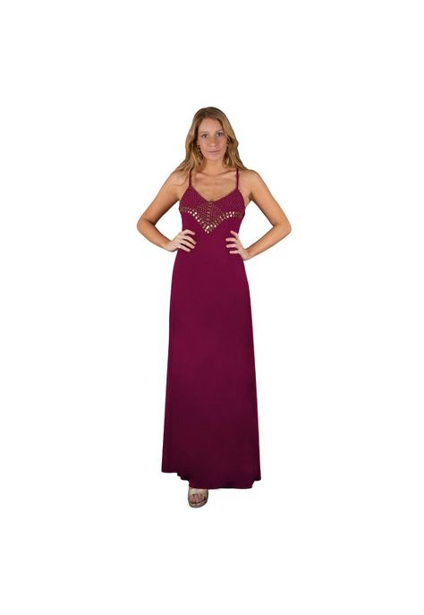 Vestido Largo Berlin Cherry Bordado C Maria Paskaro-0
