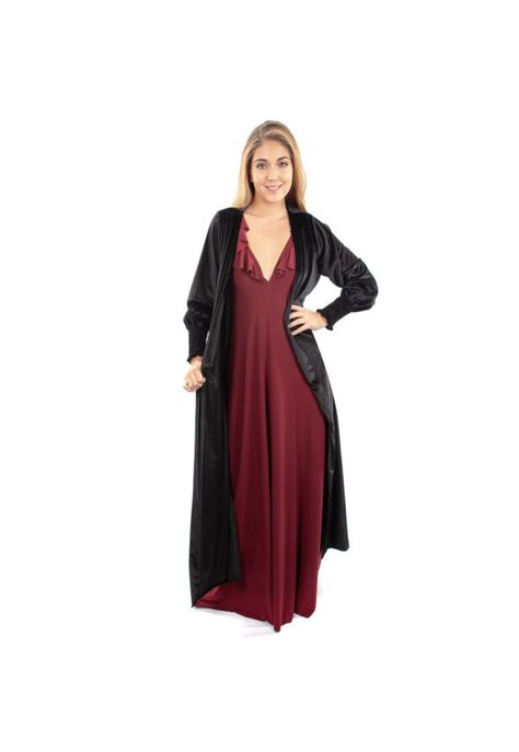Tapado Kimono Santini Negro Terciopelo Maria Paskaro-0