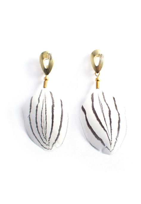 Aros de Pluma Plateado Blanco Dorado 01 Maria Paskaro-0