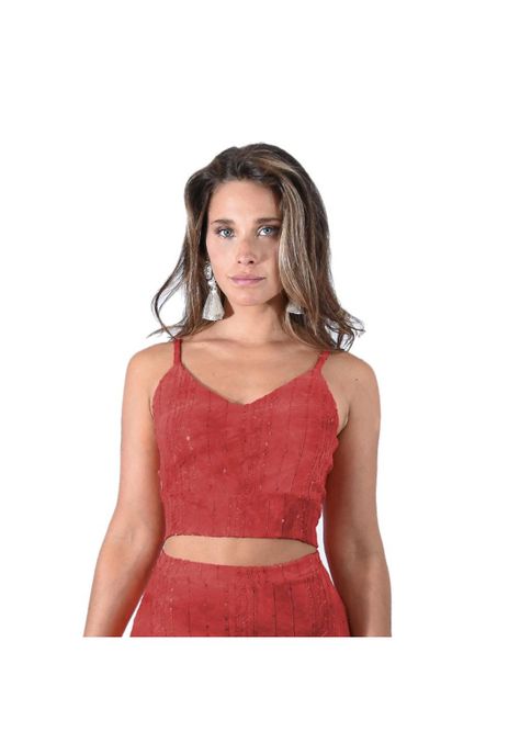 Peto Paris Rojo Lentejuelas Lycra Con Lazo Espalda Maria Paskaro-0