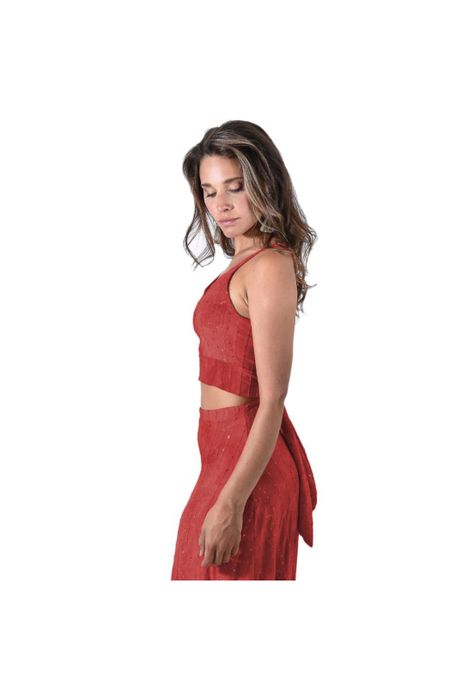 Peto Paris Rojo Lentejuelas Lycra Con Lazo Espalda Maria Paskaro-1