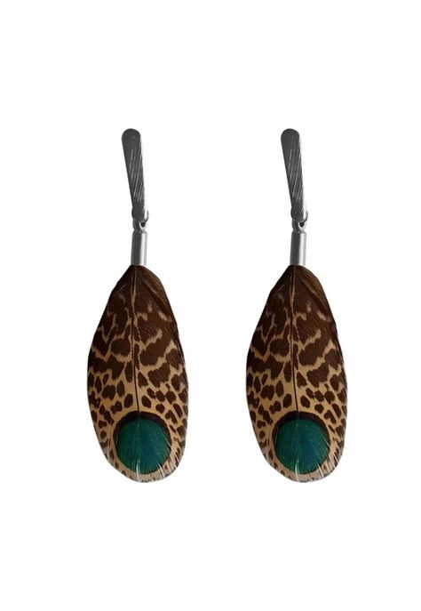 Aros de Pluma Malayo Café Plateado B Maria Paskaro-0