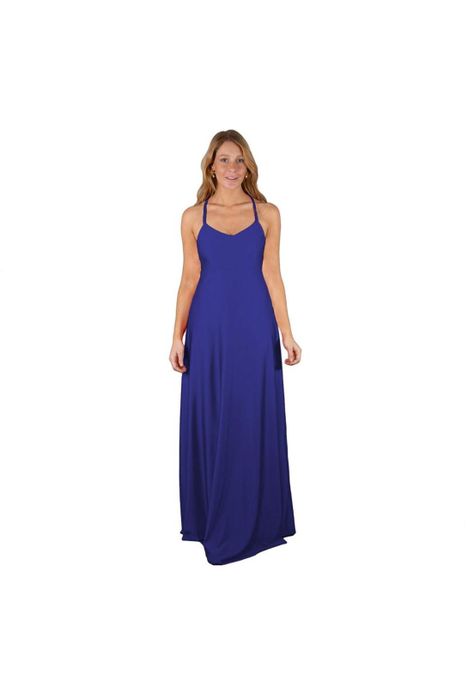 Vestido Largo Paris Azulino Lycra Lazo Maria Paskaro-0