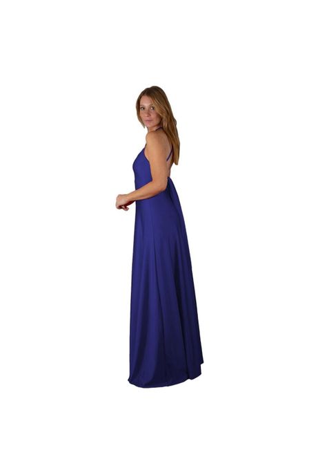 Vestido Largo Paris Azulino Lycra Lazo Maria Paskaro-1