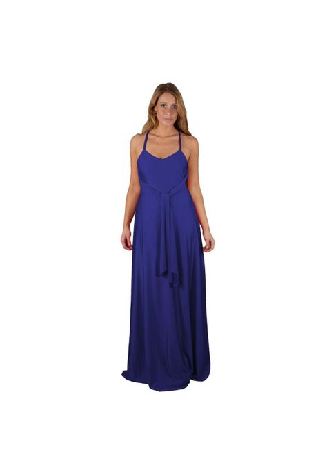 Vestido Largo Paris Azulino Lycra Lazo Maria Paskaro-2