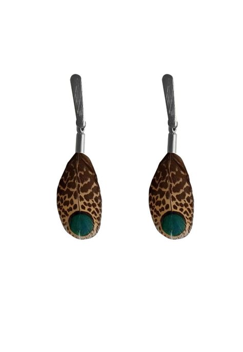 Aros de Pluma Malayo Café Plateado A Maria Paskaro-0