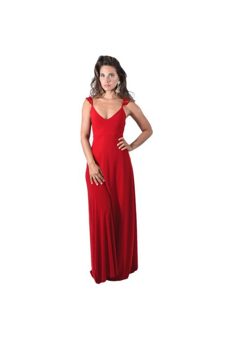 Vestido Largo Jaipur Rojo Furioso Lycra Vuelitos Maria Paskaro-0