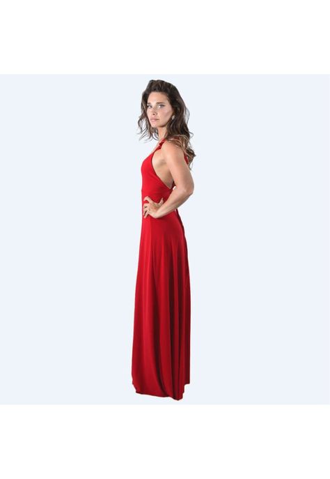 Vestido Largo Jaipur Rojo Furioso Lycra Vuelitos Maria Paskaro-1